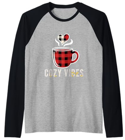 Cozy Vibes Buffalo Plaid Coffee Lover Warmes Getränk Raglan