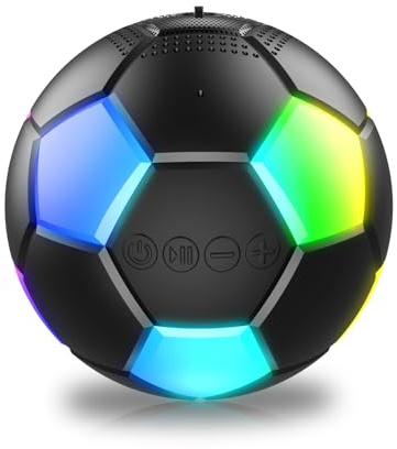 RZLCCL Soccer Ball Speaker, Black, IPX6, 5W Stereo, TWS | Soccer ball design, Portable speaker, IPX6 waterproof, 5W stereo sound, TWS pairing, Bluetooth 5.3, 7-8 hour battery