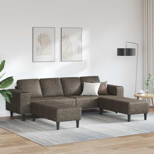 WDGJJFECNMUEHI Moderne Wohnzimmer Couch 3 pcs Dunkelgrau, Eckcouch mit Ottomane, langlebiges Sofa für Wohnzimmer, Esszimmer, Büro, hohe Belastbarkeit bis 440 kg, bequem und pflegeleicht