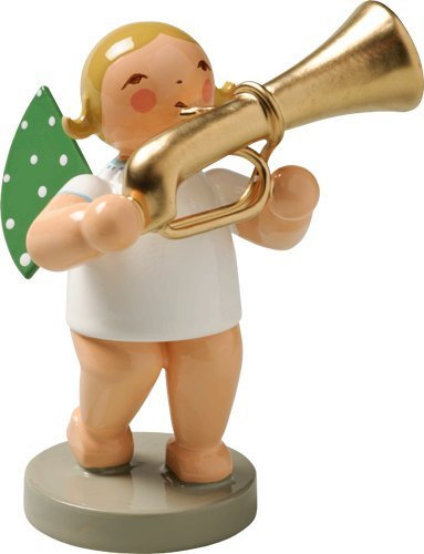 Wendt & Kuhn - Handbemalter Engel aus Holz mit Tuba - Sammlerstück, Made in Germany - Weiß/Opulenter Garten - Figurine - Heimdeko - Dekorativ, Sammeln - Neuheit - Geburtstag