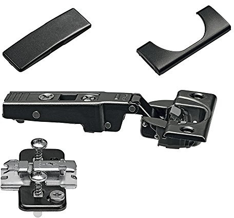 Gedotec Möbelscharnier mit Blumotion Dämpfung Topfband Clip-Top 110° | Küchen-Scharnier 71B3550 | Eckanschlag mit Schließautomatik | Öffnungswinkel 110° | 1 Stück - Blum Topfscharnier ONYX schwarz
