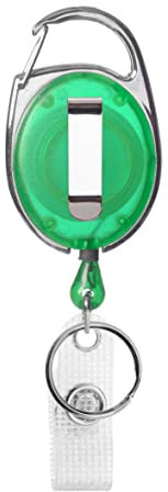 Karteo® Badge retrattile verde retrattile con moschettone e clip da cintura porta documenti per fodere carte chiavi