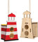 Baker Ross Vogelhaus-Bastelset „Leuchtturm“ aus Holz (2 Stück) – Vogelhäuser für Kinder zum Bemalen und Dekorieren, Mittel
