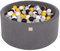 MEOWBABY Piscine À Balles 90X40cm/300 Balles ∅ 7Cm pour Bébé Enfant Bambin Jouets pour Les Tout-Petits Fabriqué de Jouet Rond MousseFabriqué en UE Gris Foncé: Gris/Blanc/Noir/Jaune
