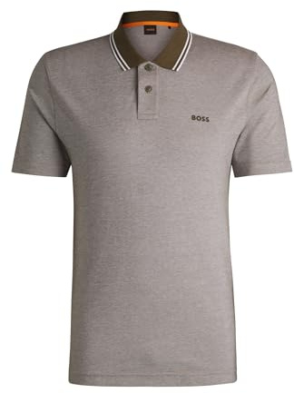 BOSS Mens PeoxfordNew Cotton-piqué Polo Shirt with Logo Print