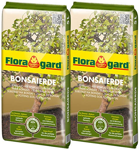Floragard Bonsaierde 2x5L - Spezialerde für anspruchsvolle Bonsais - mit Tongranulat, Vital-Ton und dem Naturdünger Guano
