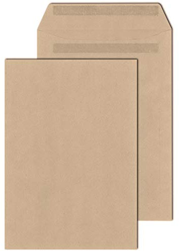 KK Verpackungen® Versandtaschen in DIN C4 | 500 Stück, 229x324 mm, Selbstklebende Briefumschläge ohne Fenster | Kuverts in Braun