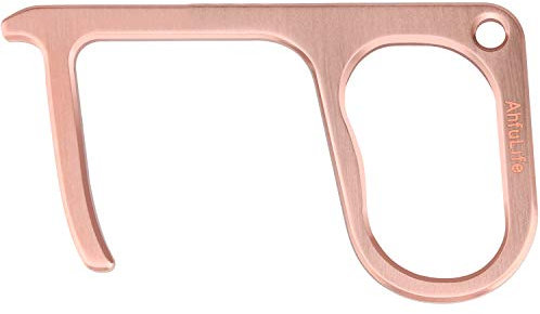 AhfuLife Anti Touch Door Opener Tool, 99.9% Pure Copper Hands Free EDC Clean Key Button Pusher, No Touch Hand Tool for Handles, Buttons, POS, Keypads and More - Copper Protector Avoid Touching