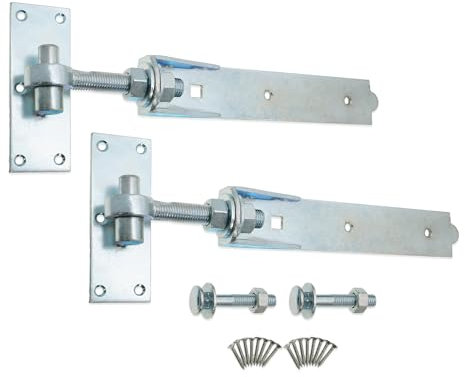 Infinity Decor Pair of Adjustable Hook and Band Hinges Galvanised Finish Heavy Duty Kit – Ideal for Wooden Gate, Garage Door, Garden Gate (12 Inch)