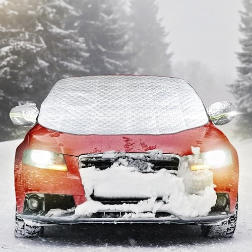 WALSER Premium Auto Frontscheiben Abdeckung mit Seitenspiegelschutz S Frontscheibenabdeckung Winter Frostschutz Auto Frontscheibe Scheibenabdeckung Auto Winter Autoabdeckung Winter 147x120 cm