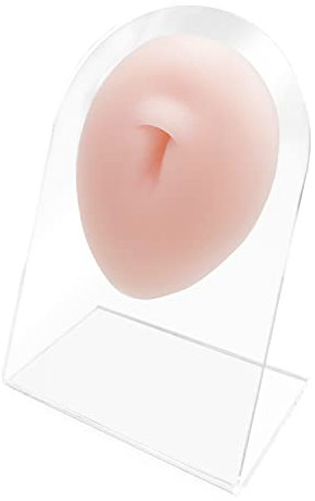 WARRIOR Oreille Langue Oeil Nez Nombril 3D en Silicone avec Présentoir Outil de Pratique pour Piercing (Nombril)