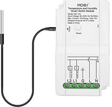 MOES WiFi Smart DIY Switch Module with Waterproof Temperature Sensor, Dual Output Controller, Smart Life App Wireless Remote Control, Works with Alexa Google Home