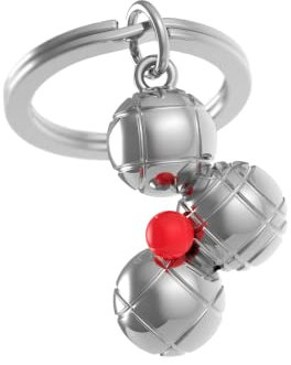 METALMORPHOSE - Porte-clés Boules de pétanque argentées et cochonnet rouge - MTM141
