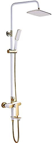 SENNIAN Conjunto de Mezclador de Ducha Conjunto de Cabezal de Ducha de Lluvia montado en la Pared de baño Blanco Conjunto de Ducha
