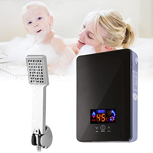 Scaldabagno elettrico digitale acqua calda senza serbatoio Kit doccia 30-55°C, 6500W, display LED, funzionamento touch, protezione interruzioni corrente