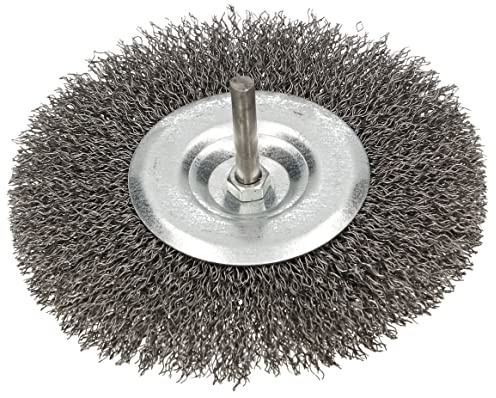 KOTARBAU® Scheibenbürste 120 mm mit Rundschaft gewellter Stahldraht für Bohrmaschinen