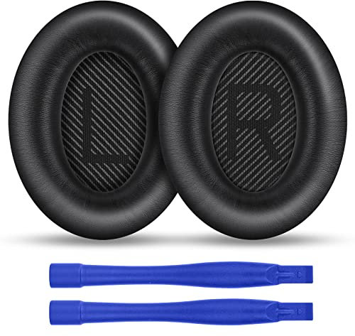 Ainiv 1Pair Ear Pads Cushions Replacement for Bose QuietComfort 35 (QC35) and Quiet Comfort 35 II (QC35 II) Over-ear Headphones, Soft Leather Headphones Replacement Earpads Ear Cushion, Black