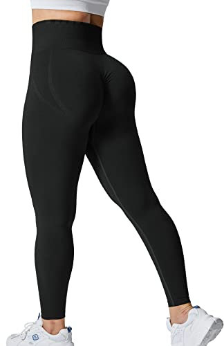 Yiifit High Waist Seamless Yoga Pants Tummy Control Workout Running Exercise Gym Fitness Leggings Black L