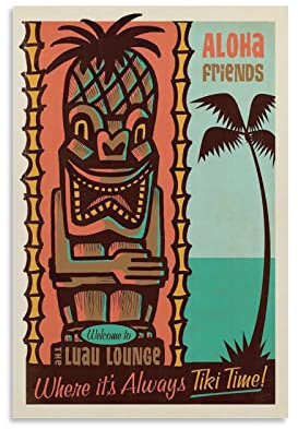 Vintage-Poster, Tiki-Zeit-Poster, dekoratives Gemälde, Leinwand, Wand- und Kunstbild, modernes Familien-Schlafzimmer, 50 x 75 cm
