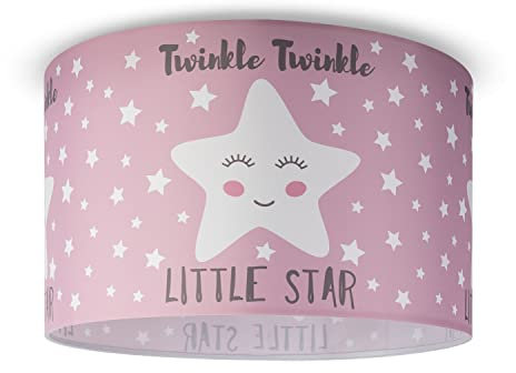 Paco Home Deckenlampe Kinderzimmer Pendelleuchte Lampenschirm Stoff Wolken Himmel Sterne Kinderlampe E27 1,5m Textilkabel, Farbe:Design 4 (Ø45,5 cm), Leuchtenart/Farbe:Deckenleuchte - Weiß