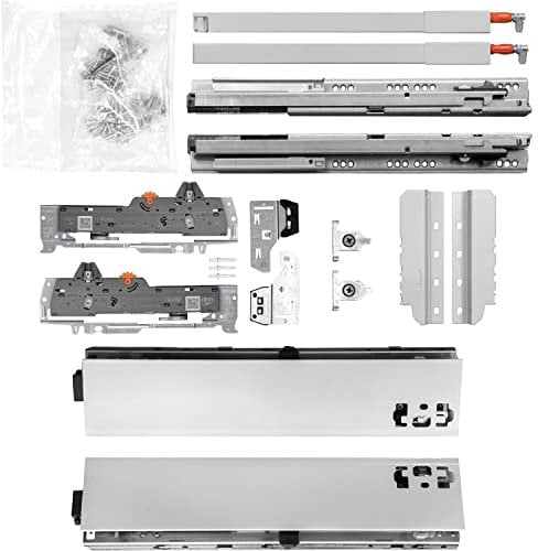 BLUM Schubladenschienen TANDEM SET; Zargenhöhe 83mm inkl. Reling 195mm, mit TIP-ON BLUMOTION, 65kg, NL600mm, grau, bis KB600mm