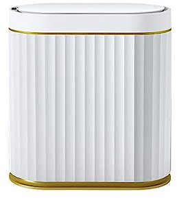 Allayu Poubelle Blanche et dorée avec Technologie sans Contact Qui Allie raffinement et fonctionnalité. La Petite et Mince, Paiement de la Batterie, 7L