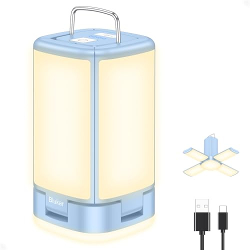 Blukar Camping Lights Rechargeable, 2000L Camping Lantern Lamp Essentials | Super Bright 116 LEDs-7 Light Modes,4800mAh Long Battery Life,90°Adjustable,Outdoor Hanging Tent Accessories-Sierra Blue