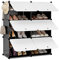 WOLTU Schuhregal mit 6 Fächern, Schuhaufbewahrung für 24 Paar Schuhe, Schuhschrank für Flur Wohnzimmer Schlafzimmer, Schuhorganizer mit Türen, aus modularen PP-Platten, Weiß Schwarz