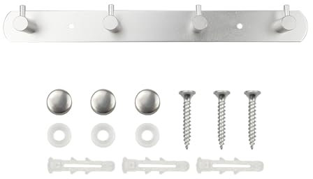 KiKiHong Garderobenhaken Hakenleiste Schlüsselhaken Hakenleiste Wandmontage Kleiderhaken Handtuchhaken Wandhaken Garderobe, für Küche, Bad(4 Haken,Silber)