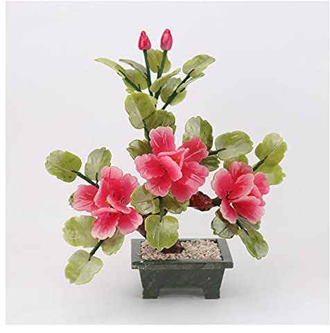 AOKLEY Künstliche Pflanzen im Topf Künstliche Bonsai Blumen Künstliche Blumen Jade Topfpflanze Pfingstrose Blume Dekoration for Wohnkultur Jade Carving Bonsai Künstlicher Bonsai-Baum (Color : A)