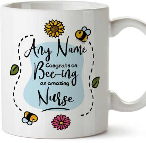 MUGFFINS Personalised Mug for Nurse - in English - Thanks for Beeing - Funny Custom Gift for Colleagues - Ceramic 11oz Mug