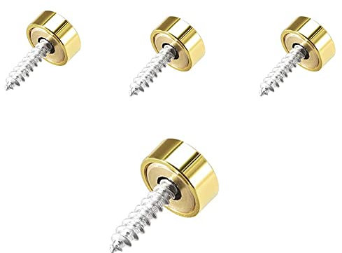 4 Pcs Mirror Screws, 10mm Copper Decorative Cap Metal Nail for Bath Plates Mirror Tables Wardrobes Furniture, Bright Gold