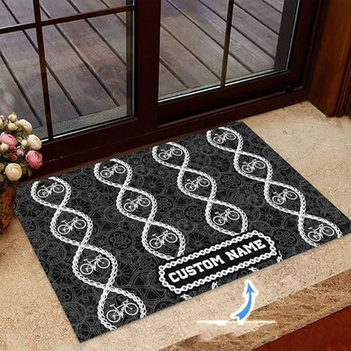 Boxbit fußmatte innen außen fussmatte Fußmatte mit individuellem Namen, Coole Fahrradkette auf schwarzem Hintergrund deko Wohnzimmer Zimmer deko