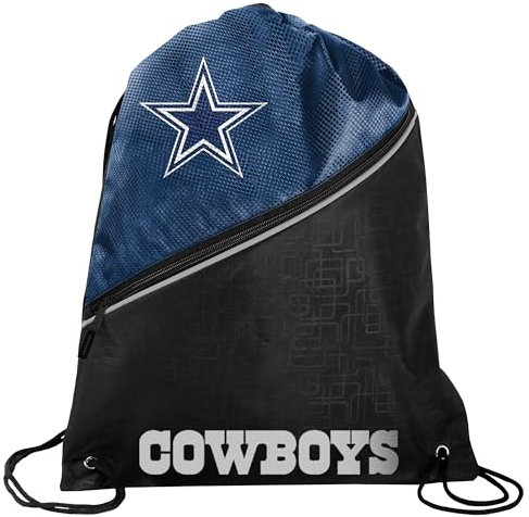 FOCO - NFL High End diagonaler Reißverschluss Kordelzug Rucksack Turnbeutel, Dallas Cowboys, 18.75 x 14, Rucksack