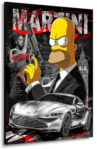 Kunstgestalten24 Leinwandbild Homer Bond Comic Pop Art Wandbild Kunstdruck Wanddekoration