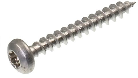 SECCARO Lot de 250 vis à bois à tête bombée 4 x 30 mm en acier inoxydable V2A VA A2 avec filetage complet, TX/six pans creux