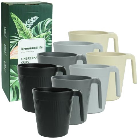 greenandlife Trinkbecher 8 er 500 ml, Wiederverwendbare Kaffeetassen aus Plastik, Tasse für Camping, Party, Picknick, Trinkbecher für Kinder und Erwachsene, Spülmaschinen & Mikrowellengeeignet