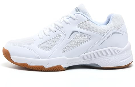 LEFUS Herren-Tennisschuhe - P601, rutschfest, gedämpft, atmungsaktive Court-Schuhe(weiß,42)