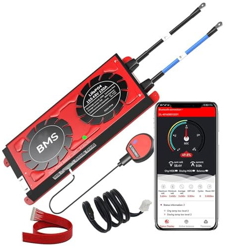 ZTZBFGM Neu 15S 48V 150A Smart BMS Programmierbar Batterieschutzplatine mit Balancer und BT APP/Aktivierungstaste für Lithium Akku LFP Pack Zelle Ladegerät Auto Bootsmotor,150a uart+485+bt+can