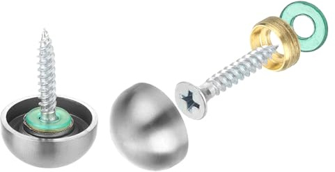 QUARKZMAN 8er Set Spiegel Schrauben mit Kappen, 20mm 304 Edelstahl Dekorative Abdecknägel für Wandspiegel Montage Schild Werbung Hardware, Silber