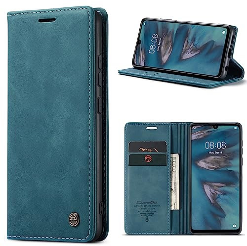 Mosoris Custodia a portafoglio per Huawei P30 Lite, in pelle, resistente agli urti, per Huawei P30 Lite, con scomparto per carte di credito, supporto per fotocamera, pieghevole, in pelle, colore: