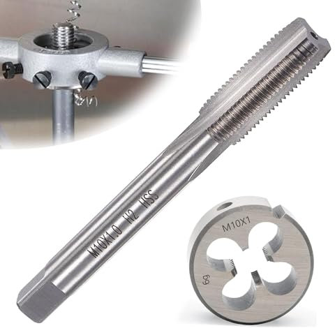 Filettatura Metrica e Maschiatura- M10 x 1.0 mm,Tadpolez Metrico Maschi e Filiere,HSS Maschi a Mano,Vite Filo Maschiatura Metrico Maschi,Dritto Scanalatura Macchina Tocca,per Filettatura Riparazione