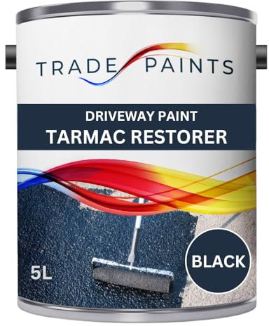 Driveway Restorer Paint For Tarmac, Asphalt, Stone, Brick & Block - High Performance Tarmac Paint For Driveways (Black, 5 Litre)