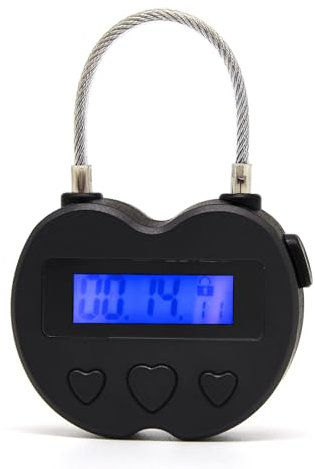 Meichoon Blocco Timer Lucchetto Intelligente per il Controllo Della Castità Conto Alla Rovescia di 99 Ore Ideale per Giochi per Adulti e Formazione Comportamentale Nero