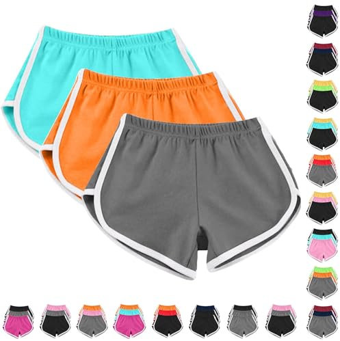 AMDOLE 3er-Pack Damen-Lauf-Shorts, Baumwolle, Sommer, Hotpants, Workout, Fitnessstudio, Sport, Yoga, Hose, Jogger, Strand-Shorts, Bademode, elastische Taille, lässige Lounge-Shorts,