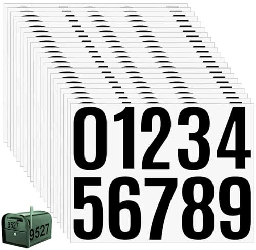 20 Sheets 4 Inch Numbers Stickers,0-9 Self-Adhesive Vinyl Numbers Stickers Large Waterproof Numbers for Mailbox,Door,Garbage Bins,Address Number