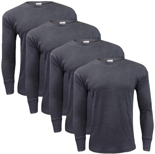 Gaffer 4 Pack Mens Thermal Top Set Long Sleeve T-Shirts Warm Baselayer Inner Underwear Vest Winter Ski Wear for Outdoor Work, Travel, and Cold Weather Charcoal 4 Pack Long Sleeve Top S