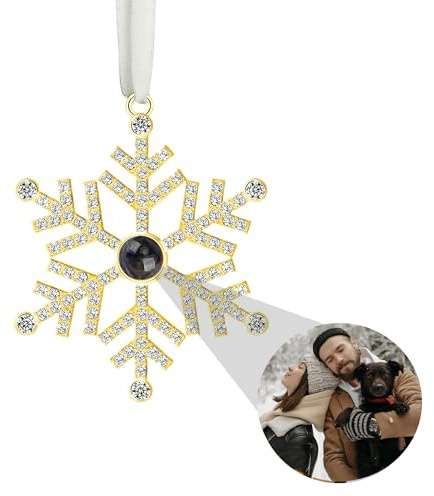 Benutzerdefinierte Foto Ornament für Weihnachtsbaum, personalisierte Weihnachtsschmuck mit Bild innen, hängende Schneeflocke Projektion Anhänger, Familie Weihnachtsschmuck für Xmas Party