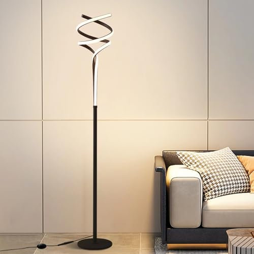 AManLife Floor Lamp, Floor Lamps for Living Room, LED 3 Color & 5 Brightness Levels Floor Lamps, 63'' Black Lamps for Living Room, Standing lamp for Bedroom Office Remote+Foot Switch