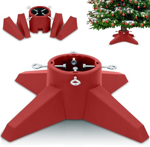 Festive Fix Christmas Tree Stand – Heavy-Duty 6ft Holder with Water Reservoir, Stable Base for Real Trees, Quick Assembly with Metal Bolts